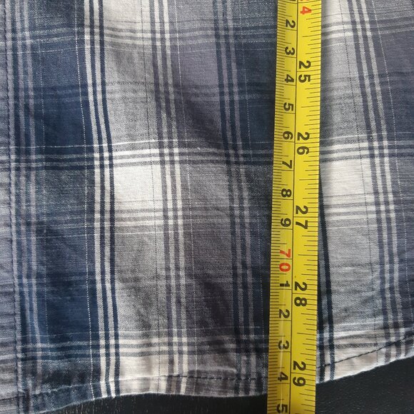 Columbia SZ M Plaid Men's Button Up Cotton Shirt Blue, White & Grey - Picture 14 of 14